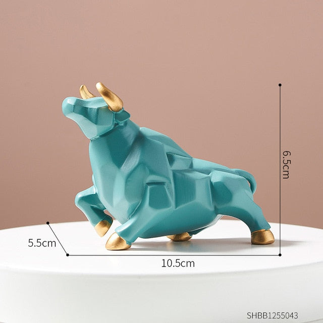 VivArt - Unique Geometric Bull Figurines for Home Decor and Gifts Design 1 (Green) 4.1"L (10.5 cm) 2.2"W (5.5 cm) 2.6"H (6.5 cm) NALANI