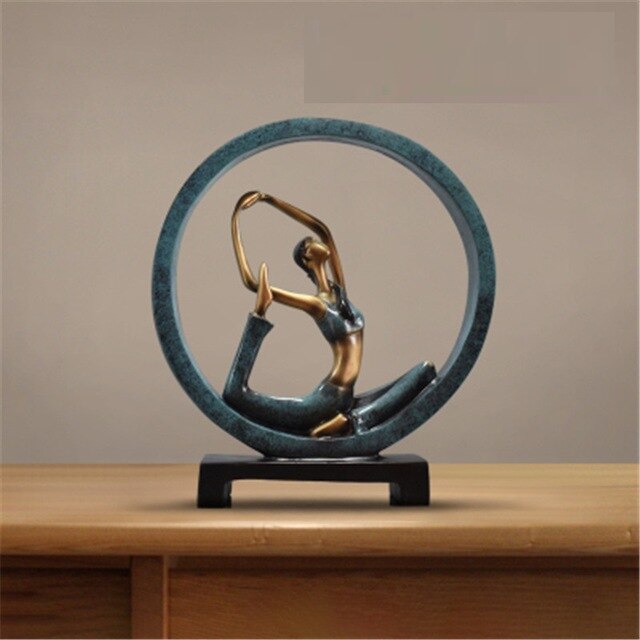 Modern Abstract Resin Yoga Sculptures for Office Décor 11 Inch Dancer Pose - Blue NaLani