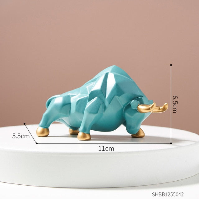 VivArt - Unique Geometric Bull Figurines for Home Decor and Gifts Design 2(Green) 4.3"L (11 cm) 2.2"W (5.5 cm) 2.6"H (6.5 cm) NALANI