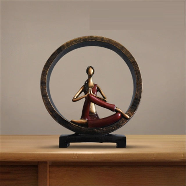 Modern Abstract Resin Yoga Sculptures for Office Décor 11 Inch Half Lotus Position - Red NaLani