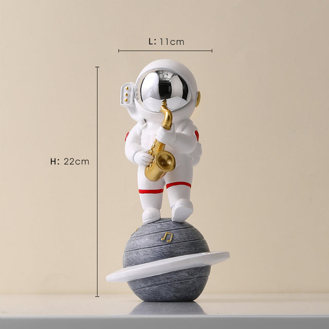 Astronaut Jazz Band Decorative Art Piece for Unique Home Decor Silver - Saxophone NaLani