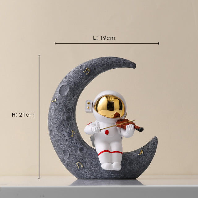 Astronaut Jazz Band Decorative Art Piece for Unique Home Decor Gold - Waning Crescent Moon NaLani