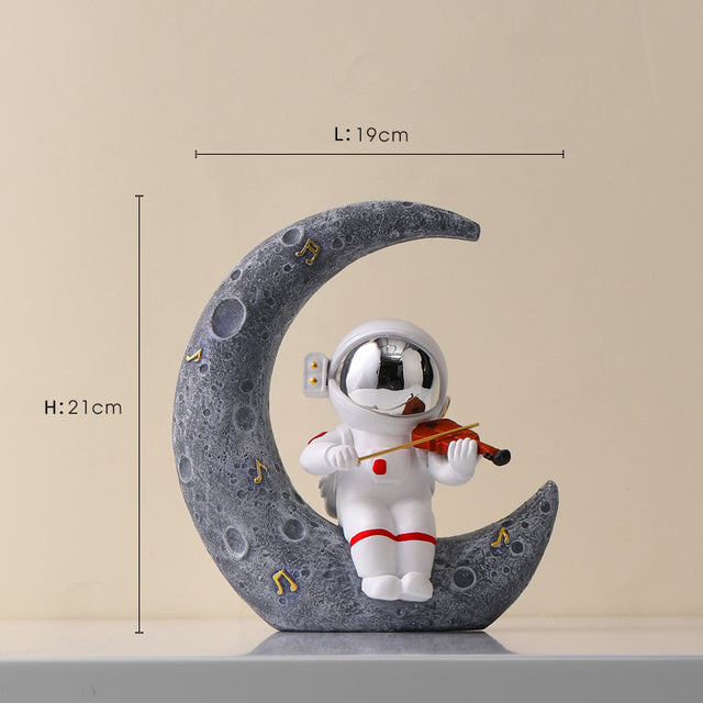 Astronaut Jazz Band Decorative Art Piece for Unique Home Decor Silver - Waning Crescent Moon NaLani