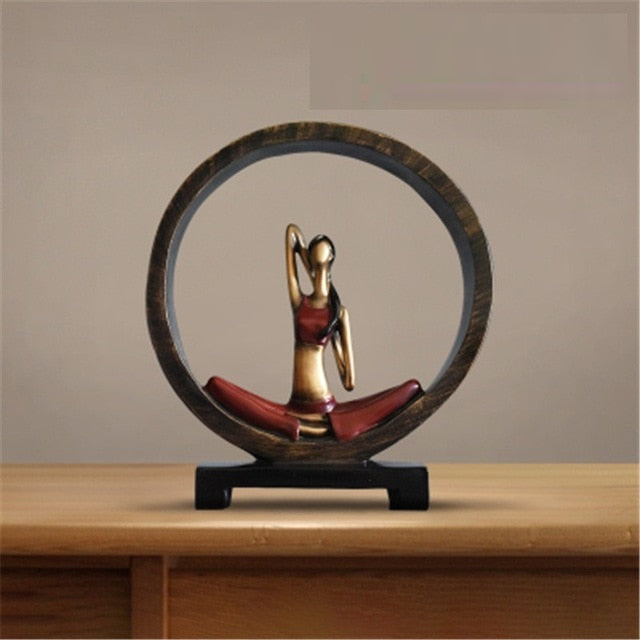 Modern Abstract Resin Yoga Sculptures for Office Décor 11 Inch Cow Face Pose - Red NaLani