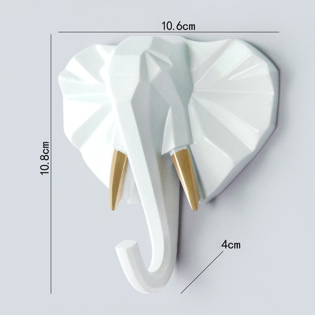 Geometric Wildlife Wall Hook for Unique Home Decor and Gifts White (Elephant) NaLani