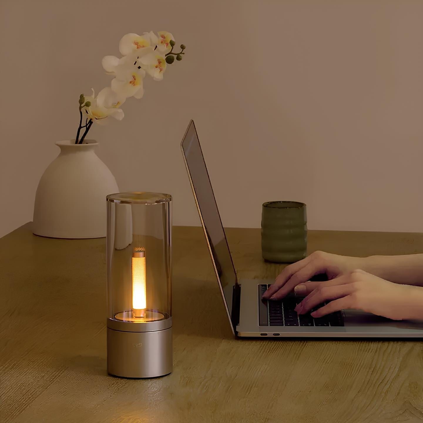 Glass Tube Design Rechargeable Table Lamp With Warm Glow NALANI