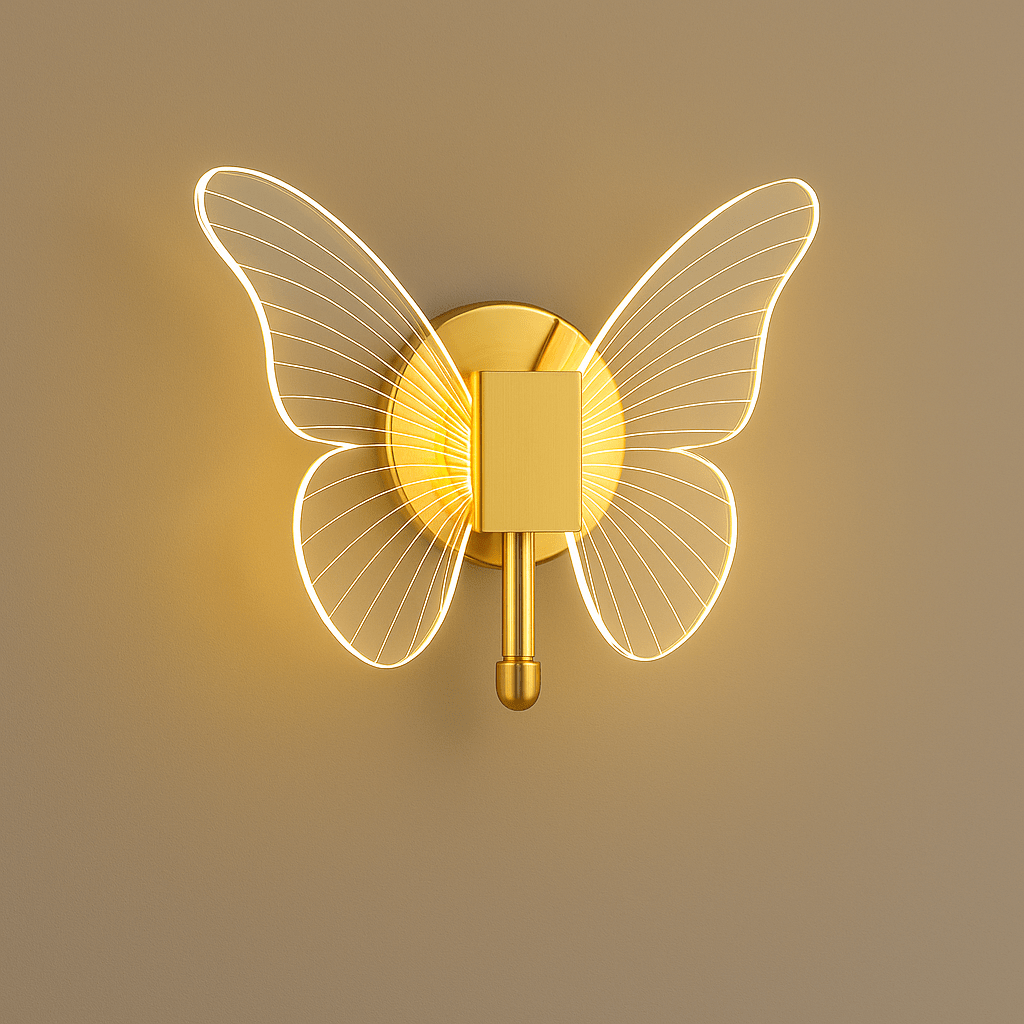 Golden LED Butterfly Pendant Light Nordic Ceiling Lamp Gold No Switch Tricolor Light NALANI