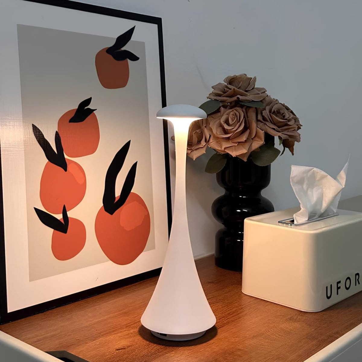 Rechargeable Led Mushroom Table Lamp For Modern Home White NALANI