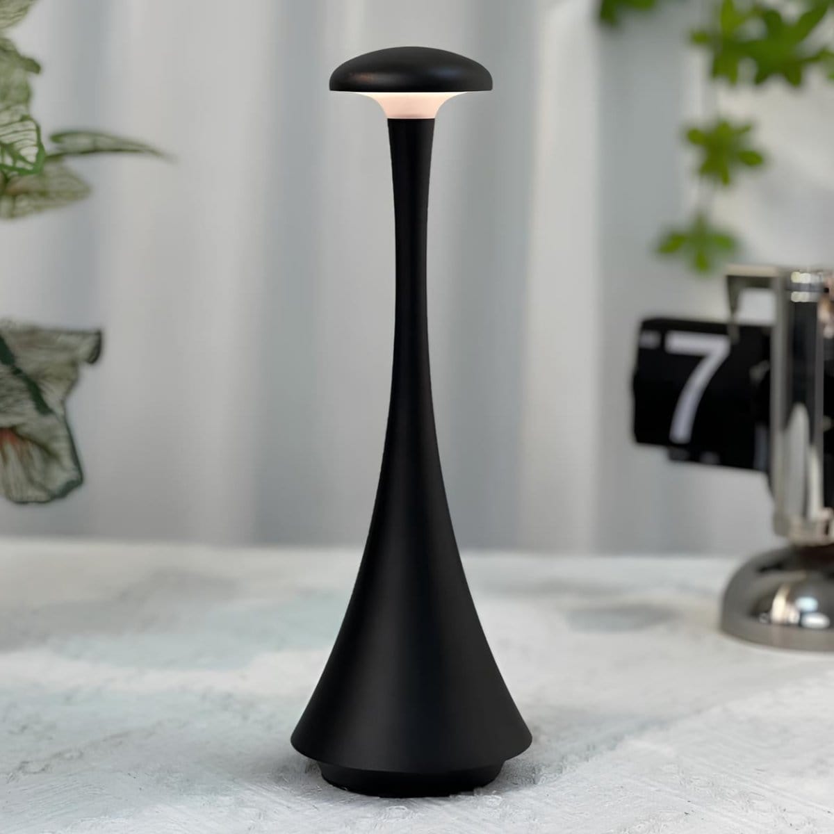 Rechargeable Led Mushroom Table Lamp For Modern Home Black NALANI