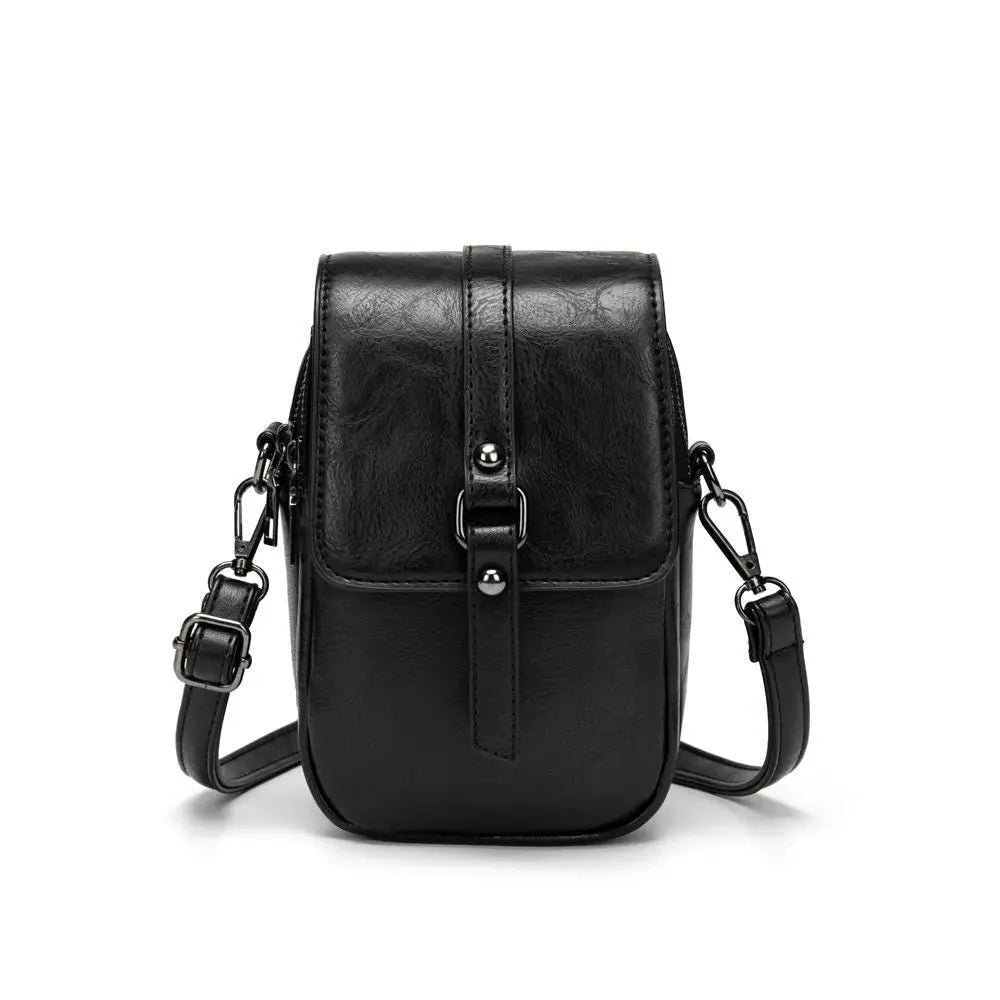 Vintage Multi Functional Soft Vegan Leather Shoulder Bag Black NALANI