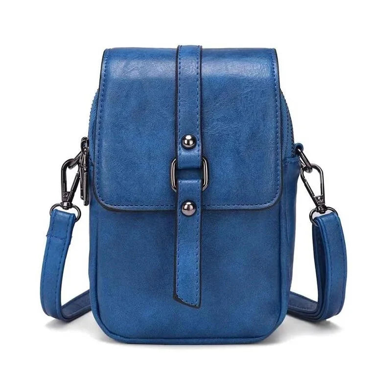 Vintage Multi Functional Soft Vegan Leather Shoulder Bag Dark Blue NALANI