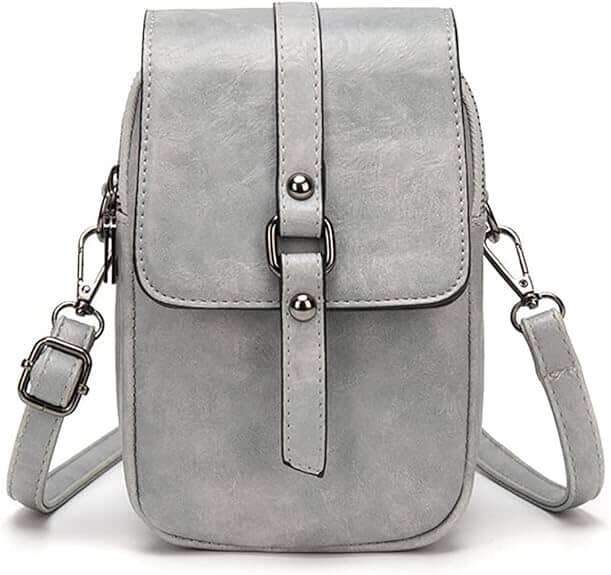 Vintage Multi Functional Soft Vegan Leather Shoulder Bag Gray NALANI