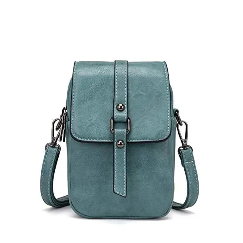 Vintage Multi Functional Soft Vegan Leather Shoulder Bag Light Blue NALANI