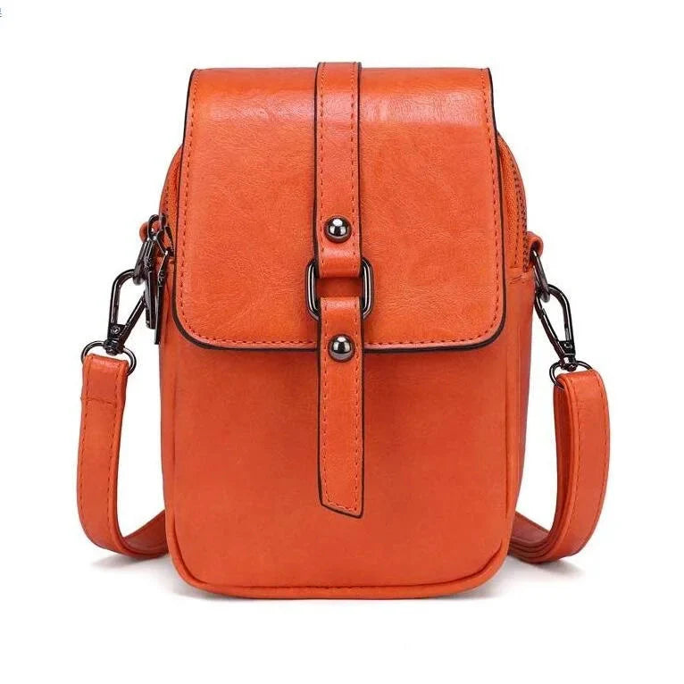Vintage Multi Functional Soft Vegan Leather Shoulder Bag Orange NALANI