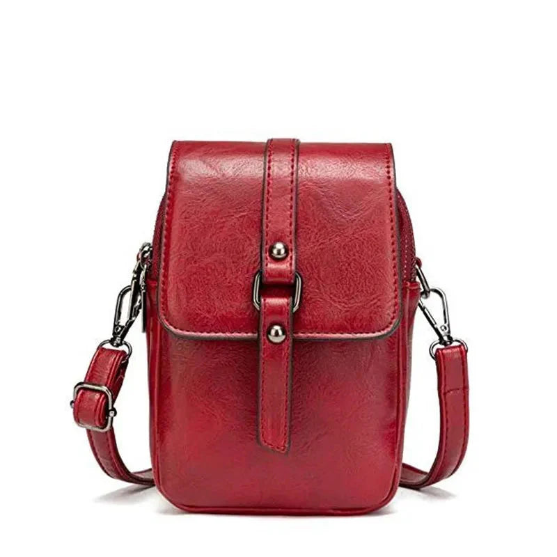 Vintage Multi Functional Soft Vegan Leather Shoulder Bag Red NALANI