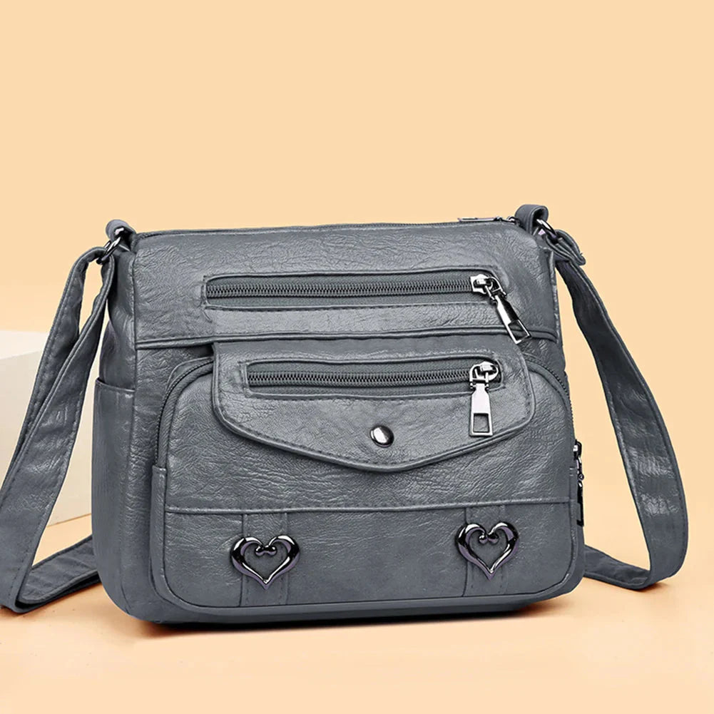 Vintage Women's Shoulder Bag Soft Vegan Leather Crossbody Gray NALANI
