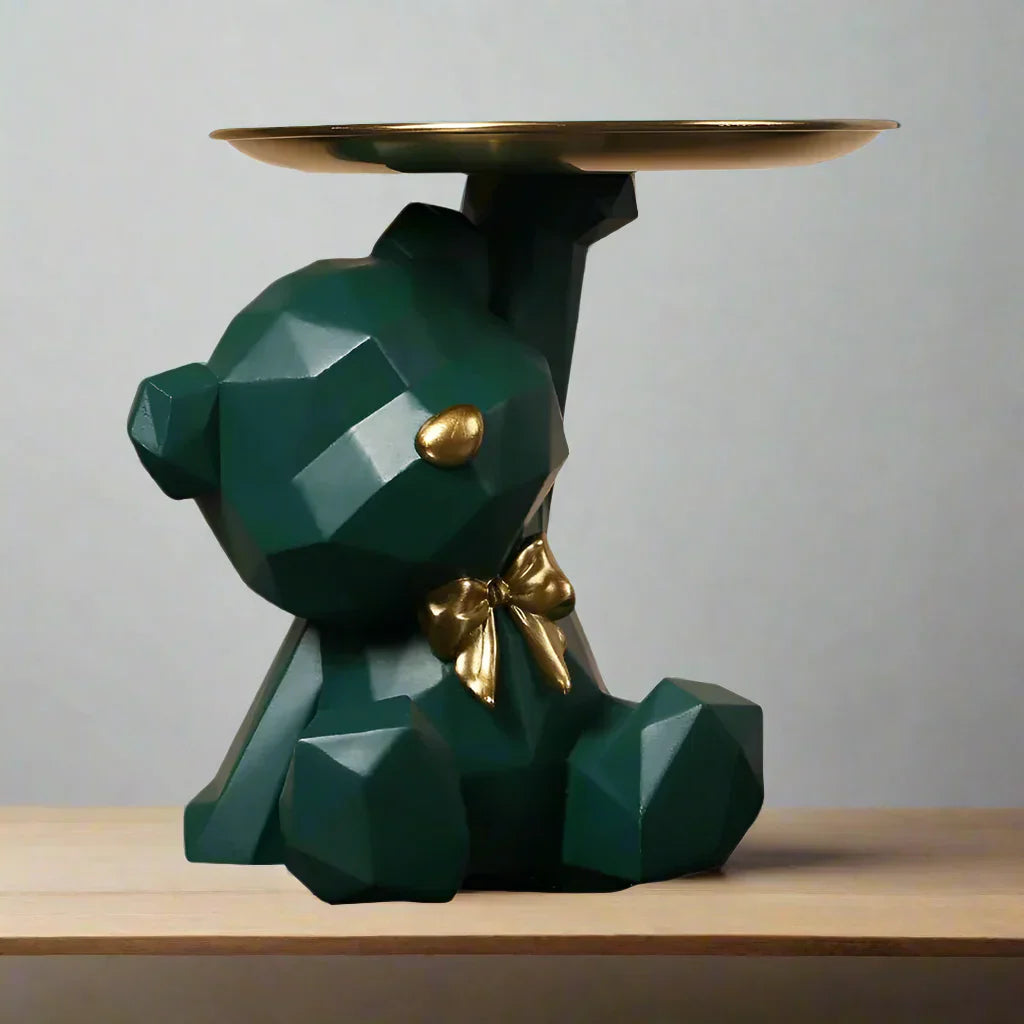 VivArt | Geometric Bear Key Holder - Resin Home and Office Decor Dark Green NaLani