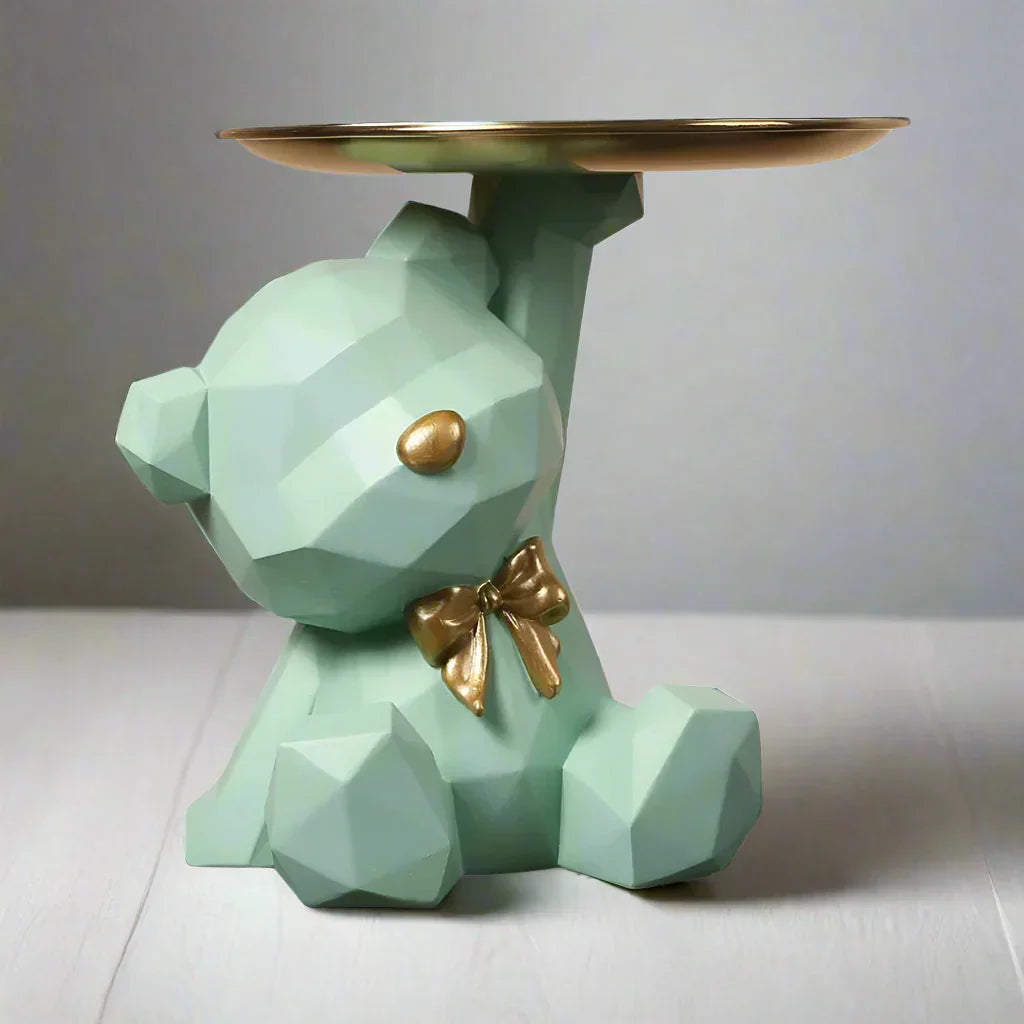 VivArt | Geometric Bear Key Holder - Resin Home and Office Decor Green NaLani