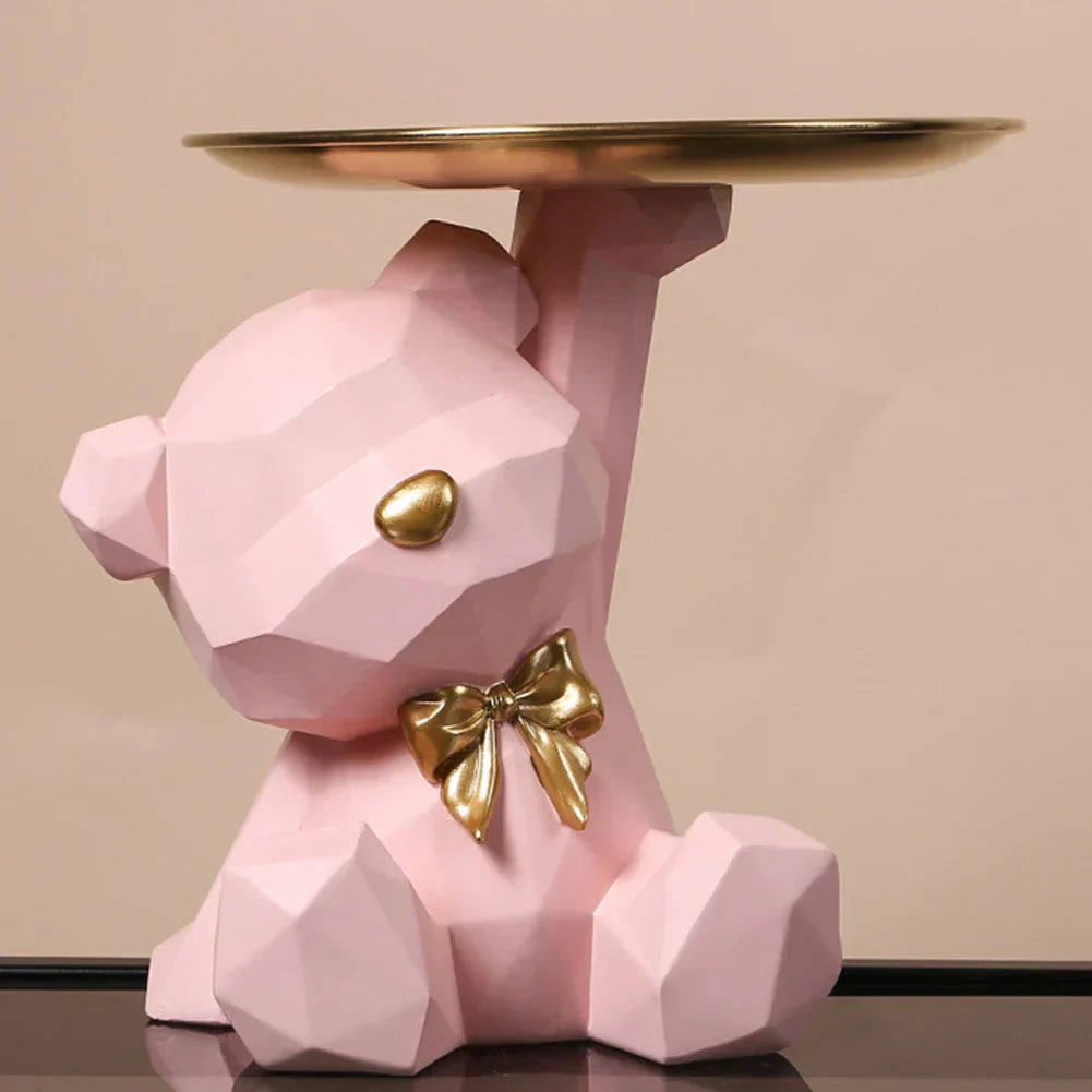 VivArt | Geometric Bear Key Holder - Resin Home and Office Decor Pink NaLani