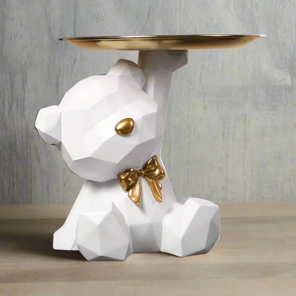 VivArt | Geometric Bear Key Holder - Resin Home and Office Decor White NaLani