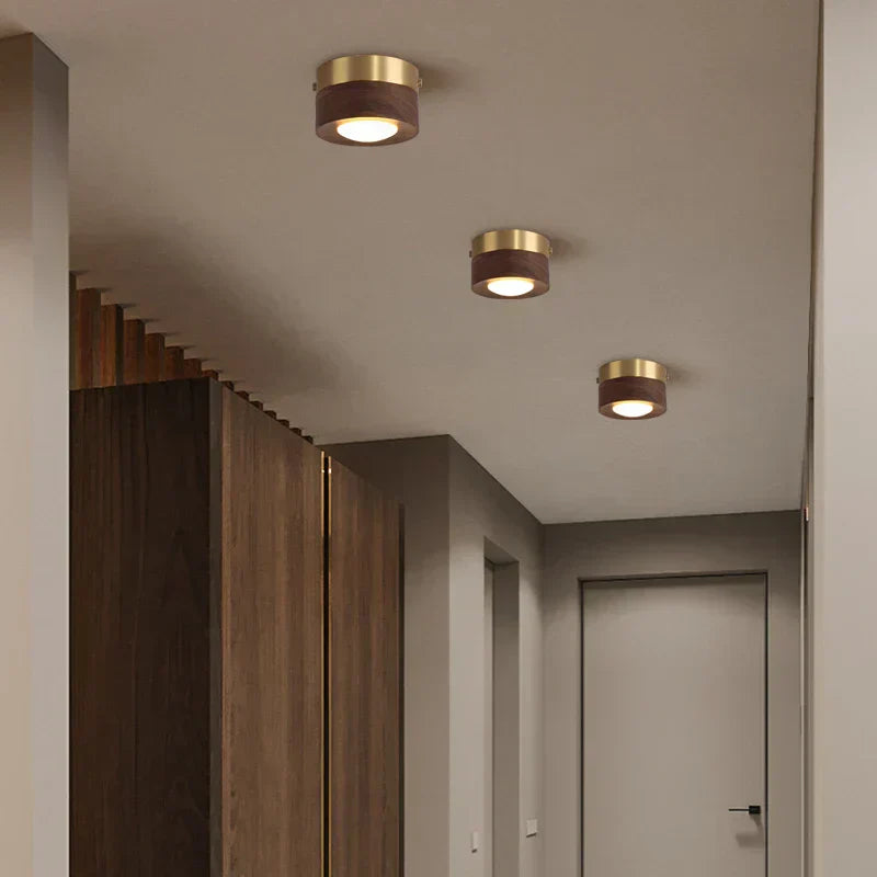 Walnut Ceiling Lamp with LED Spotlight for Elegant Illumination NaLani