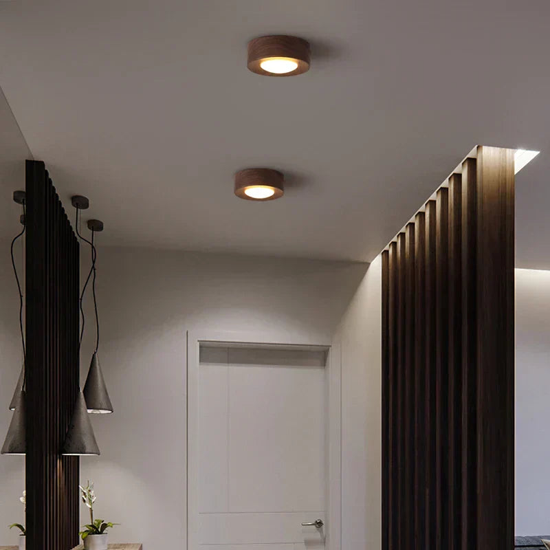Walnut Ceiling Lamp with LED Spotlight for Elegant Illumination NaLani