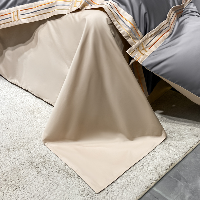 Embroidered Satin Cotton Bedding Set 4 Piece Comfortable NALANI