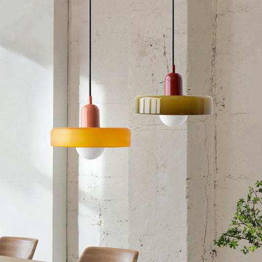 Modern Colored Glass Pendant Light for Stylish Interiors Green Pink 25 x 18 cm NaLani