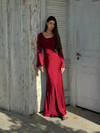 Women’s Long Sleeve Dress | Maxi With Clean Lines And Sleek Silhouette For Day To Night Wear, Effortless Maxi