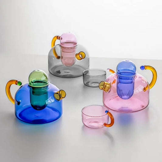 Neo Tokyo Teapot and Mug Set Modern Neon Glass Design NaLani