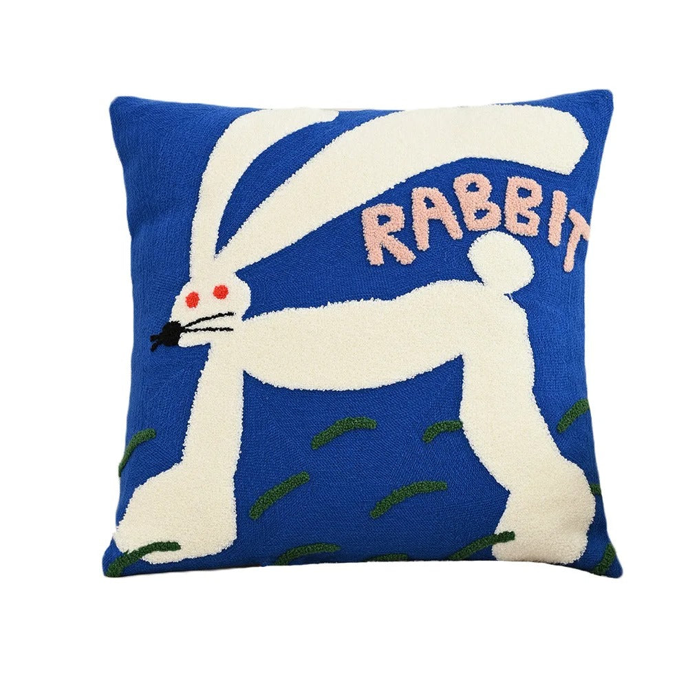 Nordic Animal Embroidery Pillow Cover 45x45 Cushion Rabbit NALANI