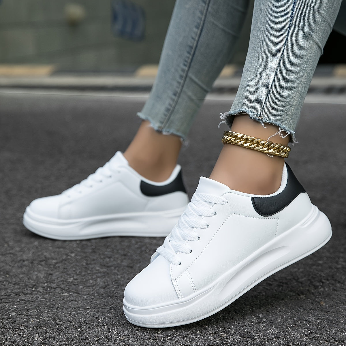 Celeni | Women Clean White Faux Leather Sneakers Casual Comfort