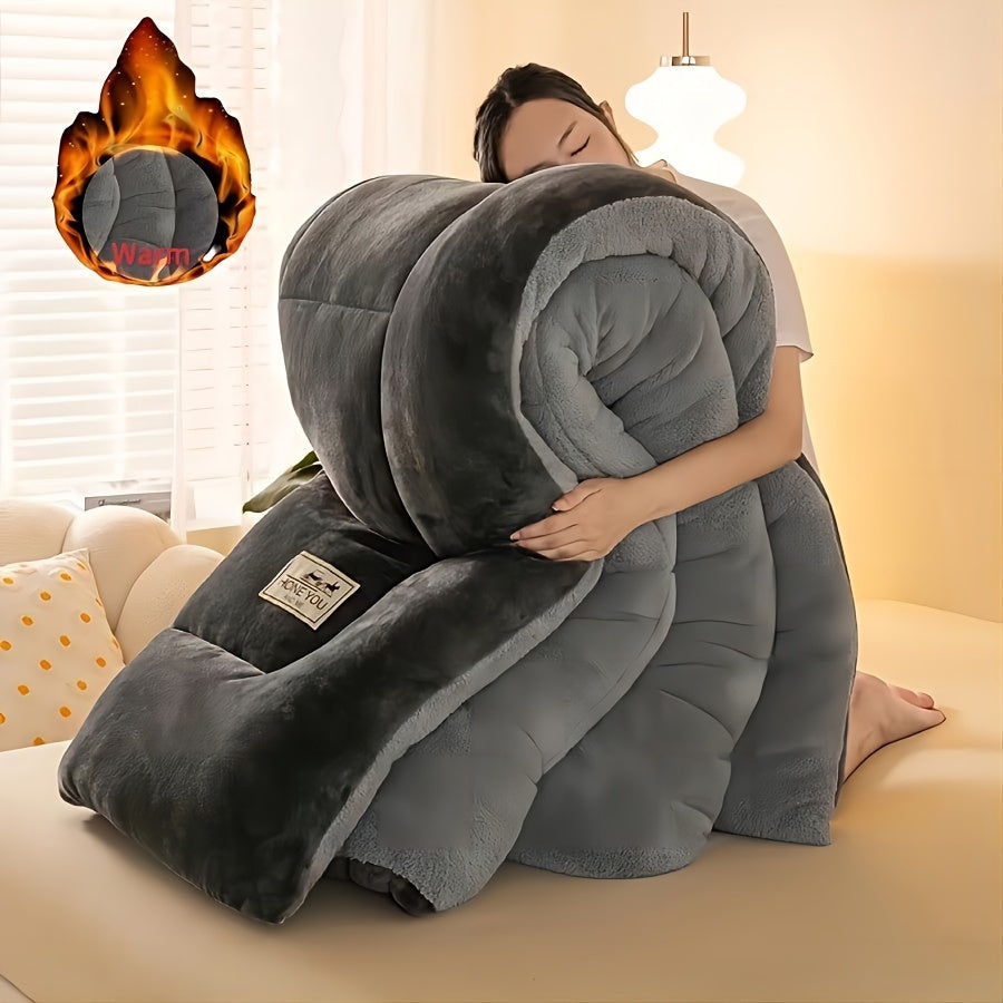 Plush Duvet For Autumn Winter Lightweight Antistatic Dark gray NALANI
