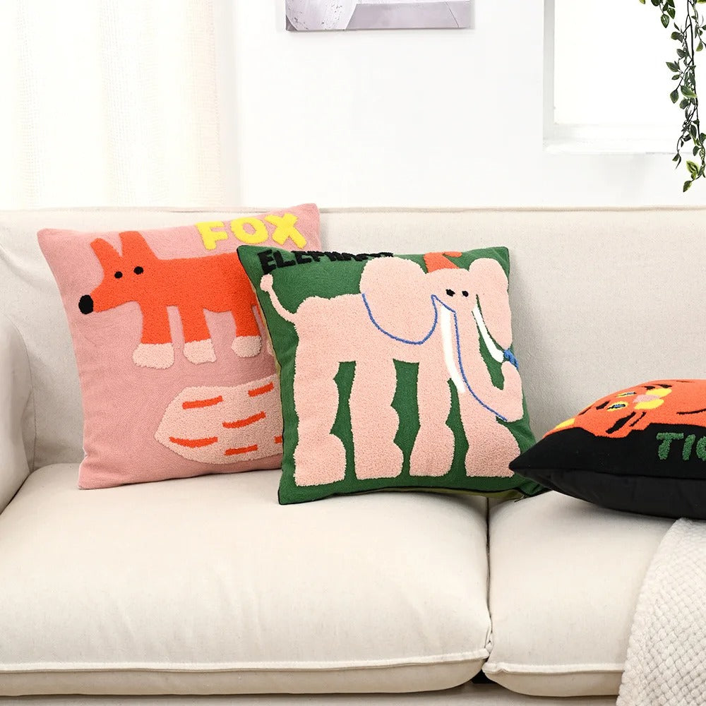 Nordic Animal Embroidery Pillow Cover 45x45 Cushion NALANI