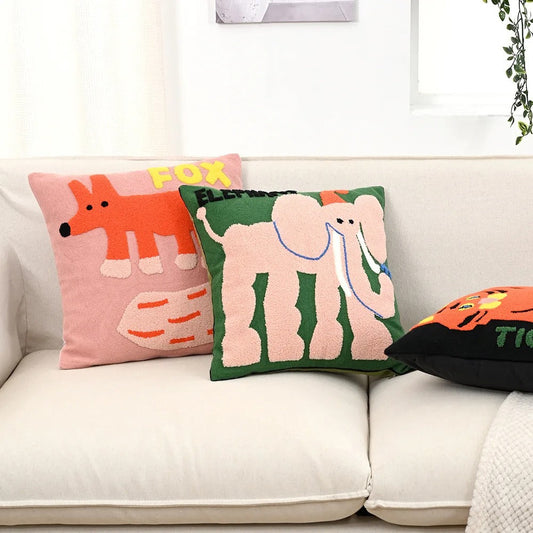 Nordic Animal Embroidery Pillow Cover 45x45 Cushion NALANI