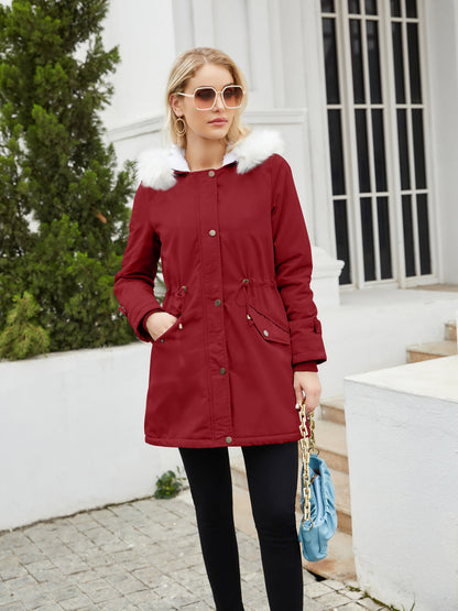 Warm Elegant Womens Winter Parka With Cozy Lining Comfort Red NALANI