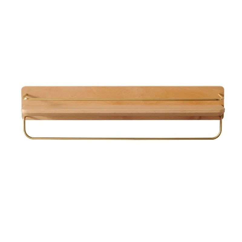 Bamboo Wall Mounted Coat Rack Shelf For Bathroom Entryway Brown B 60cm NALANI