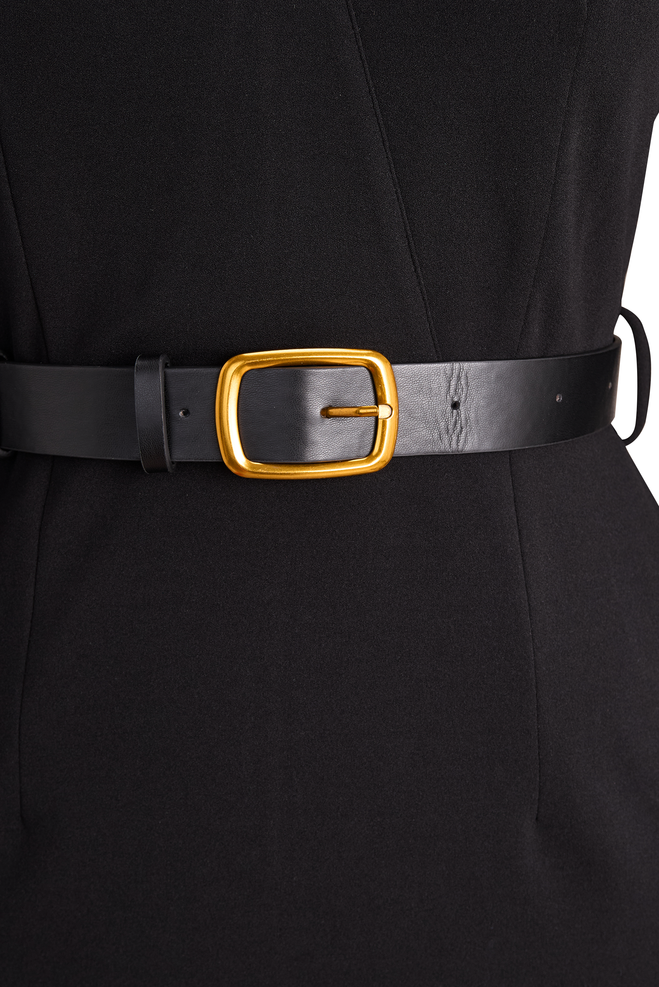 Claribel | Refined Midi Dress Mock Wrap Neckline Belt Accent For Work