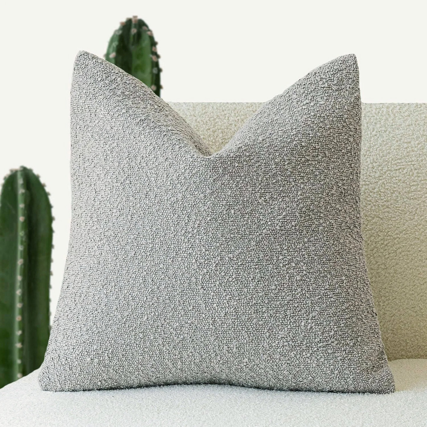 Elegant Boucle Cushion Cover for Sophisticated Home Decor Light Gray NaLani