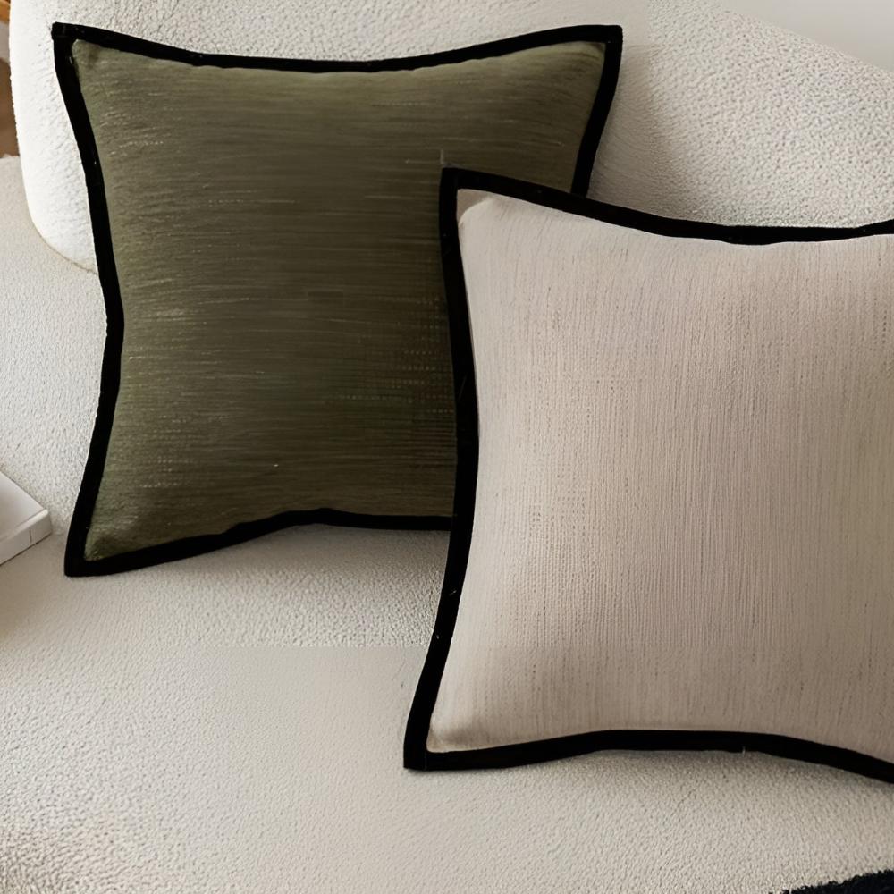 French Retro Black Border Cushion Covers Cotton Jacquard NALANI