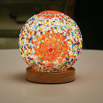 Dimmable Boho Baroque LED Glass Mosaic Table Lamp 9.5 cm Bohemia Orange NALANI