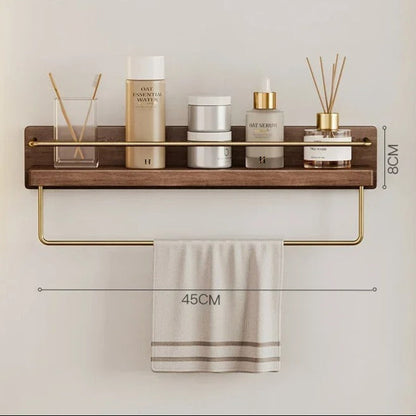 Bamboo Wall Mounted Coat Rack Shelf For Bathroom Entryway Walnut B 30cm NALANI