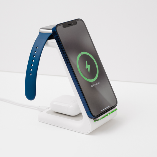 Three In One Wireless Charger For Smartphone Watch Earbuds Frost White NALANI