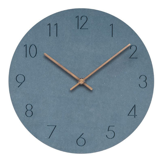 Minimalist Norwegian Silent Wall Clock - 29cm(11.4 in) Scandinavian Design, Wood, Quiet Movement Blue NALANI