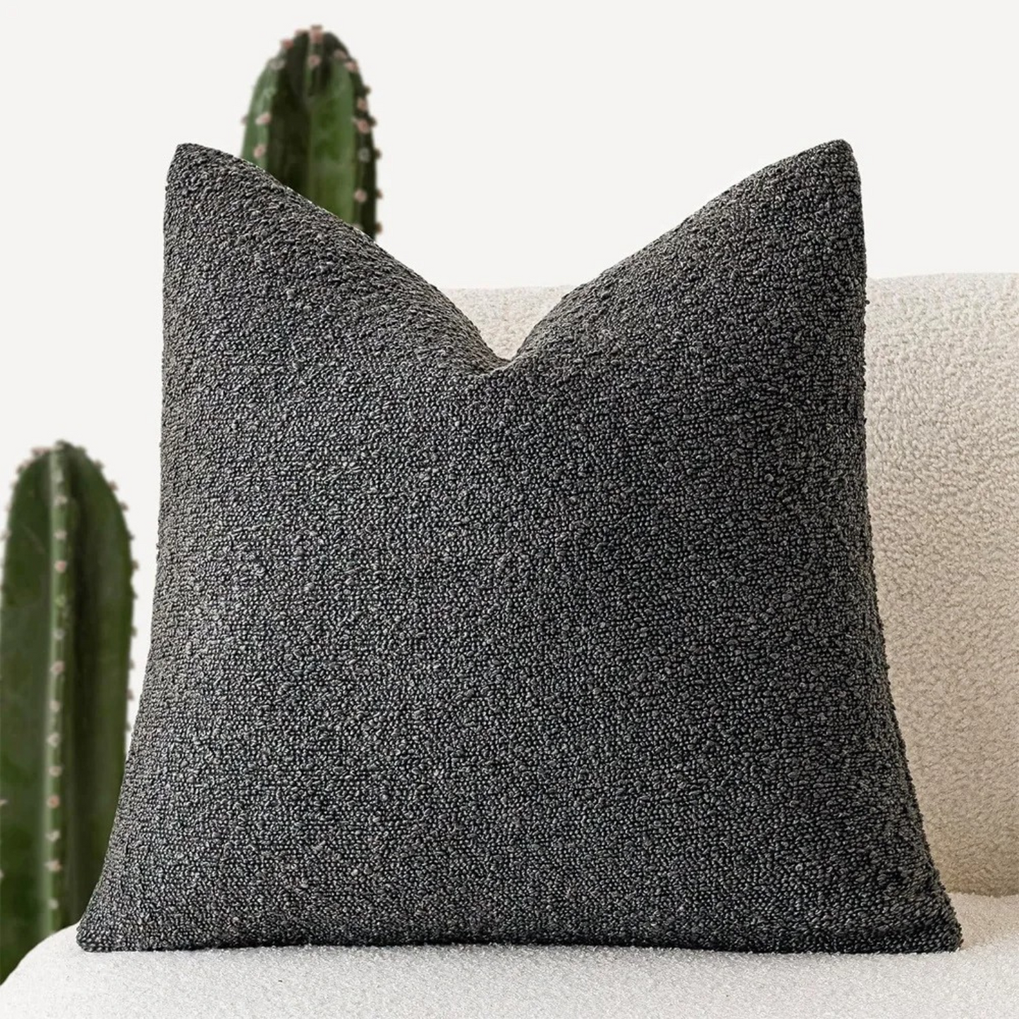 Elegant Boucle Cushion Cover for Sophisticated Home Decor Charcoal NaLani