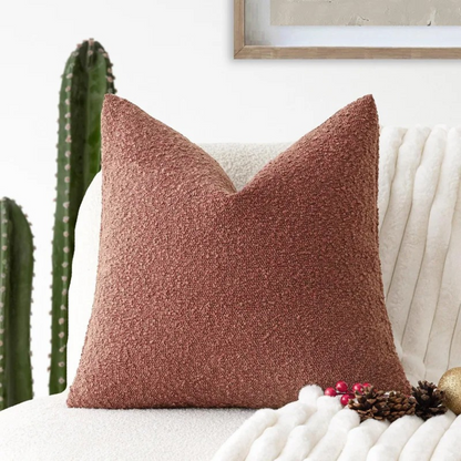 Elegant Boucle Cushion Cover for Sophisticated Home Decor Orange Rust Red NaLani