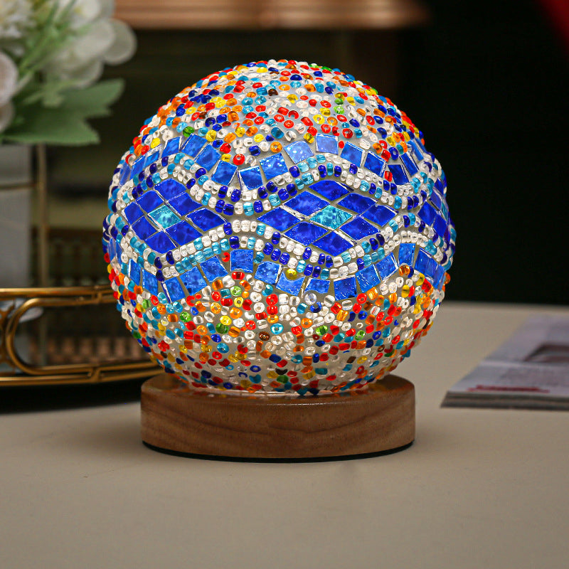 Dimmable Boho Baroque LED Glass Mosaic Table Lamp 9.5 cm Baroque Blue NALANI