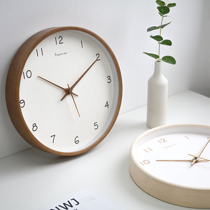 Simple Solid Wood Analogue Wall Clock For Home Decor Brown NALANI
