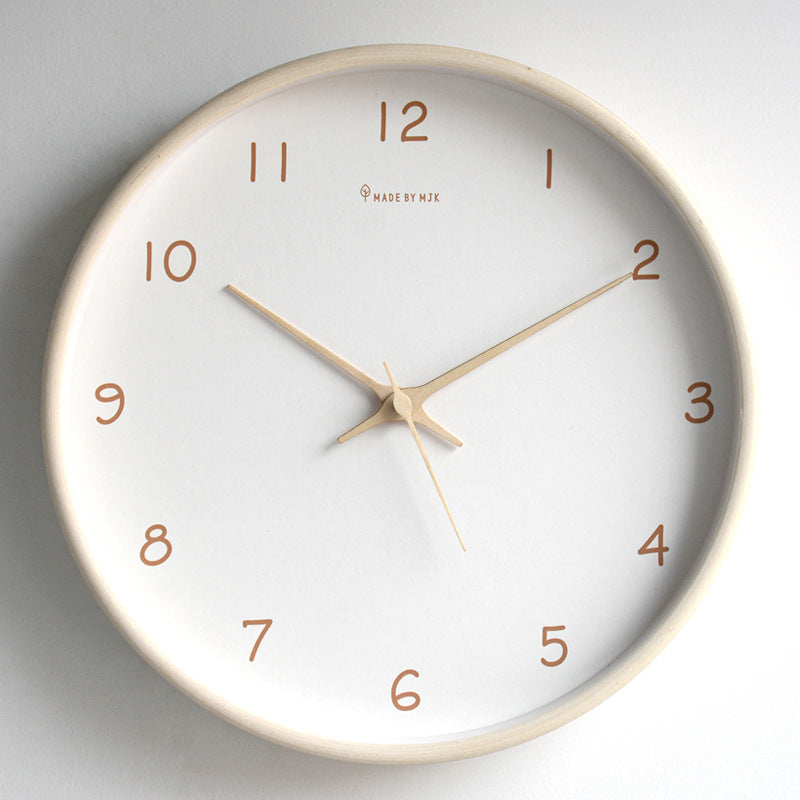 Simple Solid Wood Analogue Wall Clock For Home Decor White NALANI