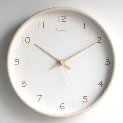 Simple Solid Wood Analogue Wall Clock For Home Decor White NALANI